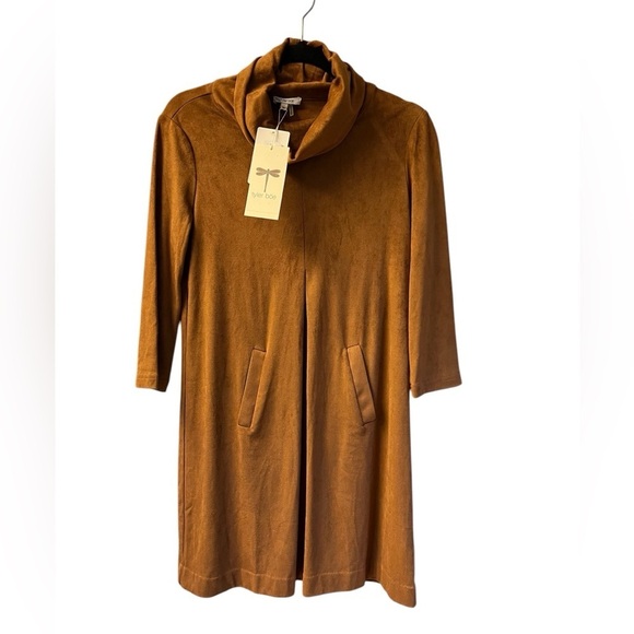 NWT TYLER BOE Faux Suede Kim Cowl Neck Size XS / Can fit small - Pit 19” - Brown - Picture 4 of 11
